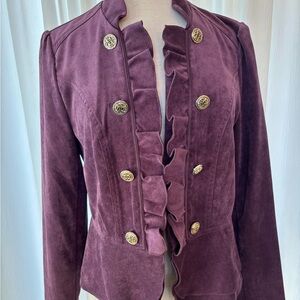 Chic Plum Women's Blazer with Gold Accents